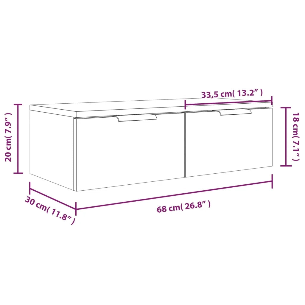 Mobile a Parete Bianco 68x30x20 cm in Legno Multistrato 811394