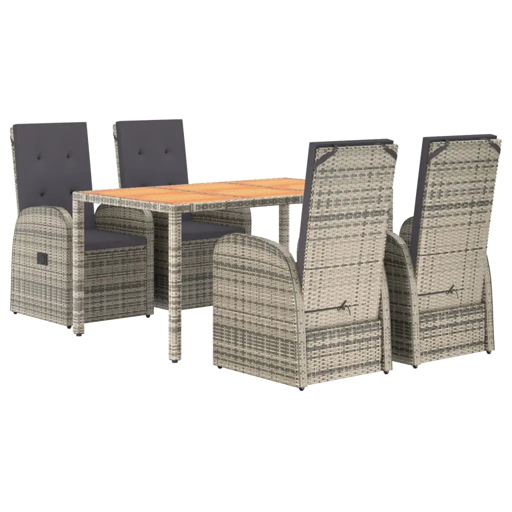 Set da Pranzo da Giardino 5 pz con Cuscini in Polyrattan Grigio 3157585
