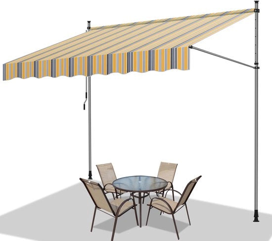 Ombrellone UV e Acqua per Balcone, Terrazza e Giardino - Ombrellone Solare Regolabile 250cm Giallo Blu