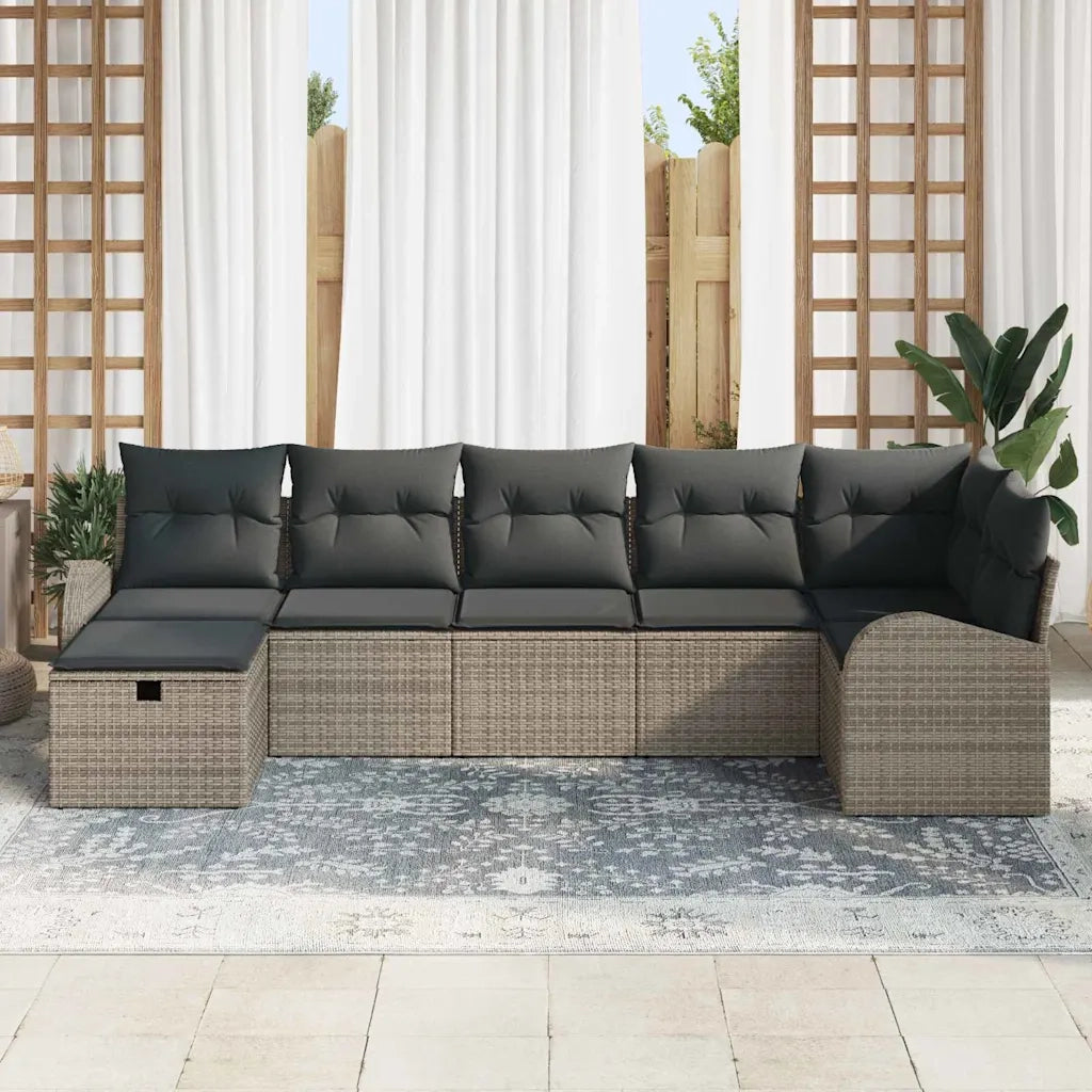 Set Divano da Giardino con cuscino 7 pcs Grigio polyrattan 3360430