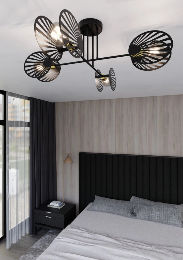Plafoniera nera moderna Emibig TALIA metallo 4xE27 86cm