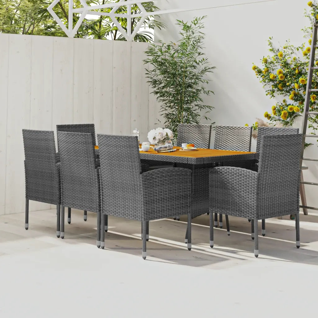 Set da Pranzo per Esterni 9 pz in Polyrattan Grigio 3120115