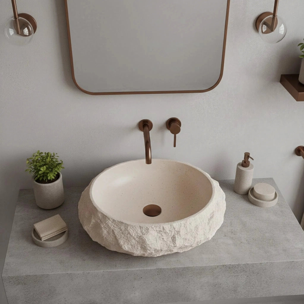 Lavabo Da Appoggio Rea Mika Warm Beige