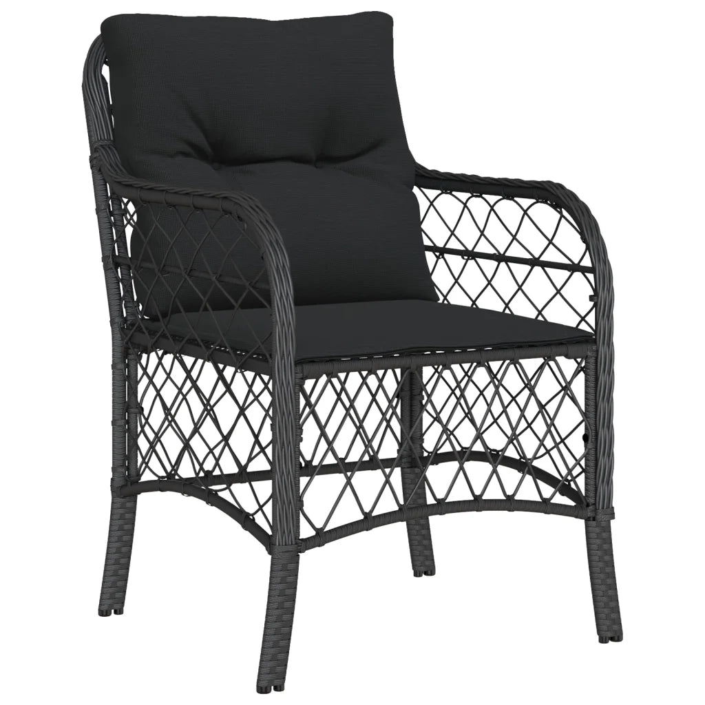 Set da Bistrò 3 pz con Cuscini Nero in Polyrattan 3212024