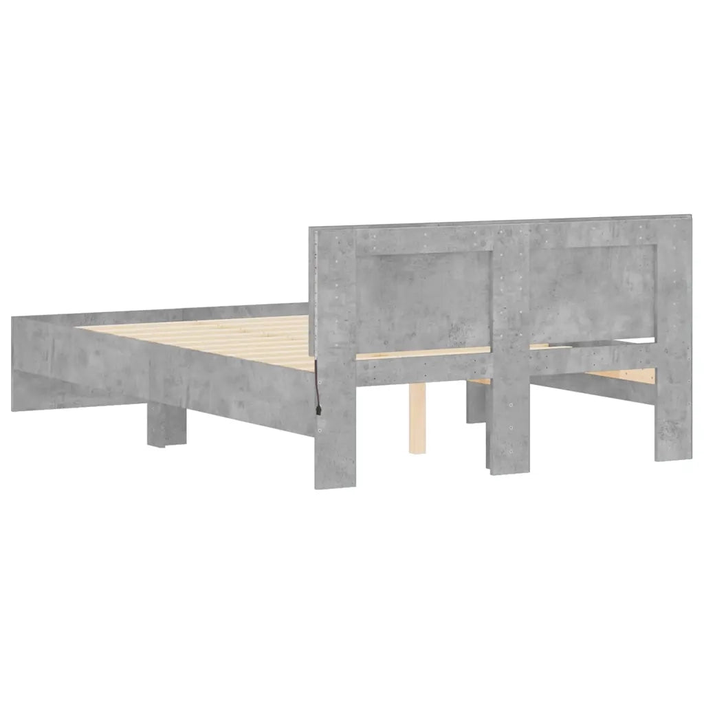 Giroletto con Testiera e LED Grigio Cemento 135x190 cm 3207633