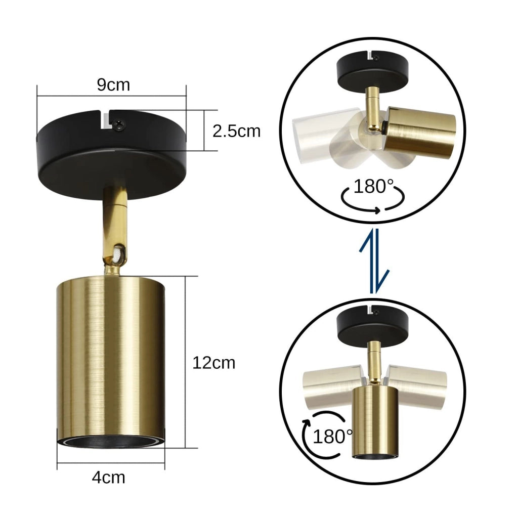 ZMH Faretto da soffitto vintage E27 nero oro a sospensione