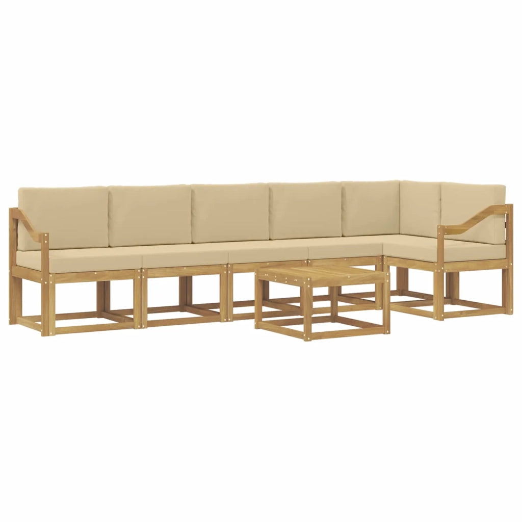 Set di divani da esterno 7 pz Bianco e Beige Poliestere 3387752