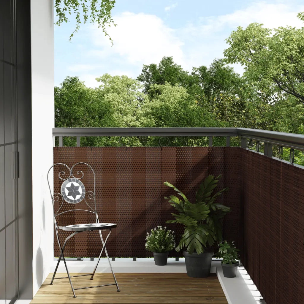 Paravento da Balcone Marrone e Nero 400x100 cm in Polyrattan 156255
