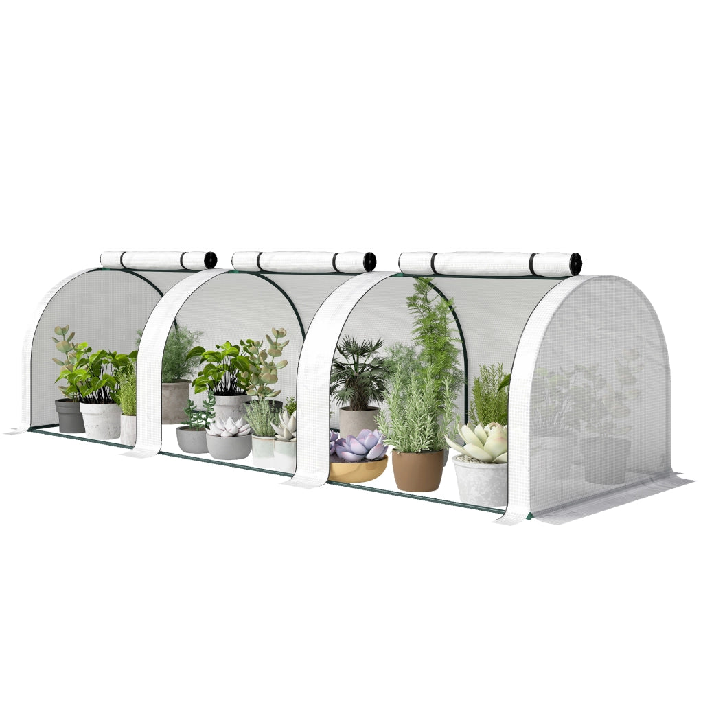 Serra da Giardino Mini per Pomodori ¨C Xylo ¨C Acciaio PE 140g/m2 Anti-UV 3x1x0.8m Bianco