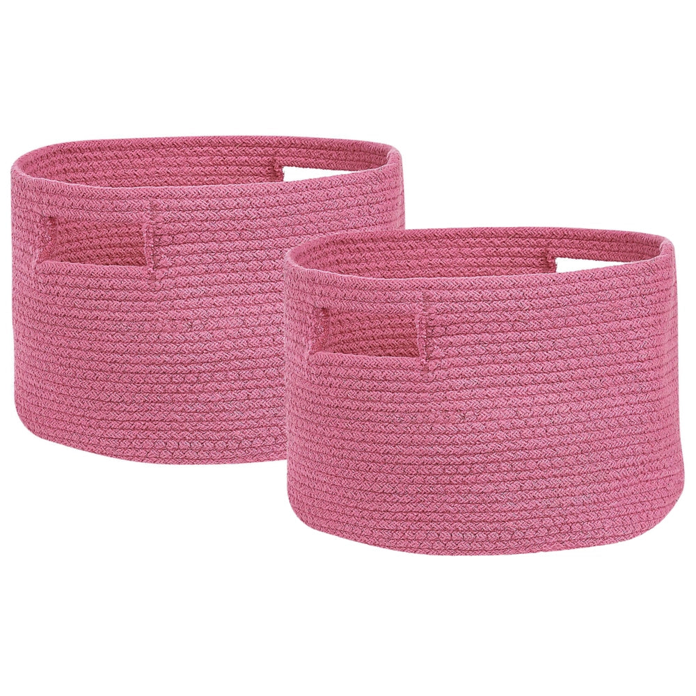 Set di 2 cesti in cotone intrecciato rosa boho interno esterno