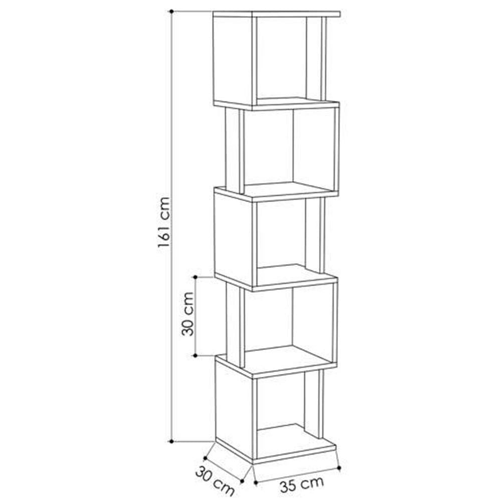 Libreria Design Moderna Scaffale Modulare 5 Ripiani 161x35x30cm Ufficio Oak Grey