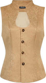 Vest a Jacquard con Fiori, Senza Maniche, Ufficio, Blazer, Moda Sera