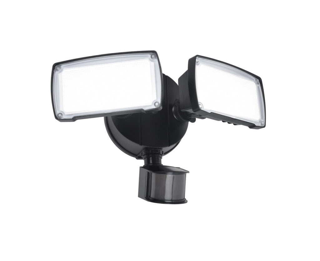 Faretto LED da esterno 2 teste nero PIR IP54 Lutec