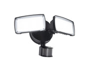 Faretto LED da esterno 2 teste nero PIR IP54 Lutec