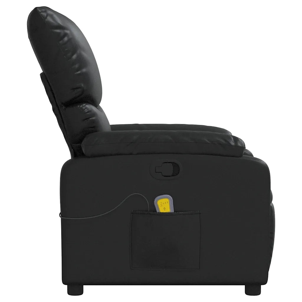 Poltrona Massaggiante | Sedia Relax Reclinabile Nera in Similpelle