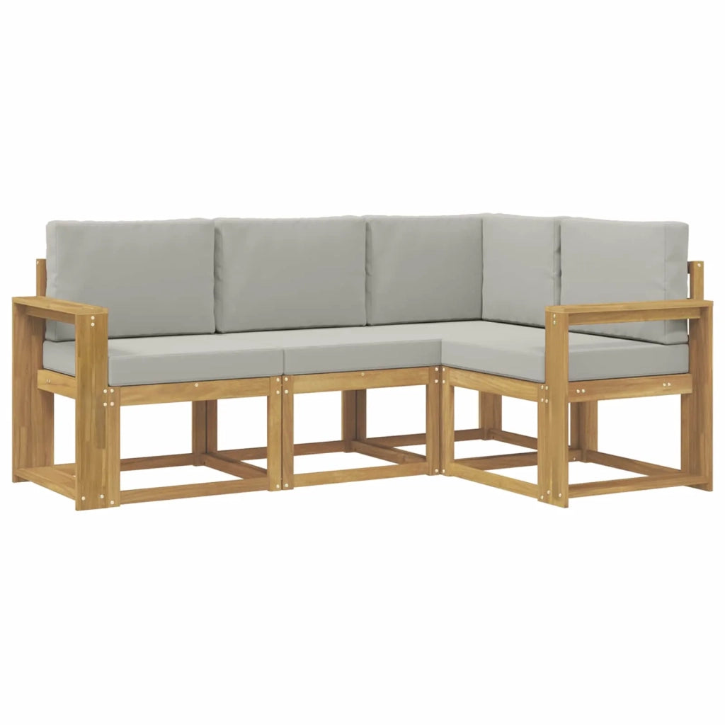 Set di divani da esterno 4 pz Bianco e Grigio Chiaro Poliestere 3387565