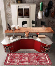 Tappeto moderno BANGKOK ROSSO contemporaneo geometrico astratto, passatoia arredo multiuso lavabile antiscivolo cm.55x190