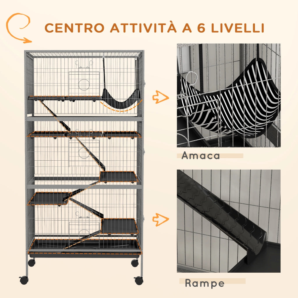 Gabbia per Conigli Multilivello ¨C Xylo ¨C Acciaio e PP 80x52x159cm