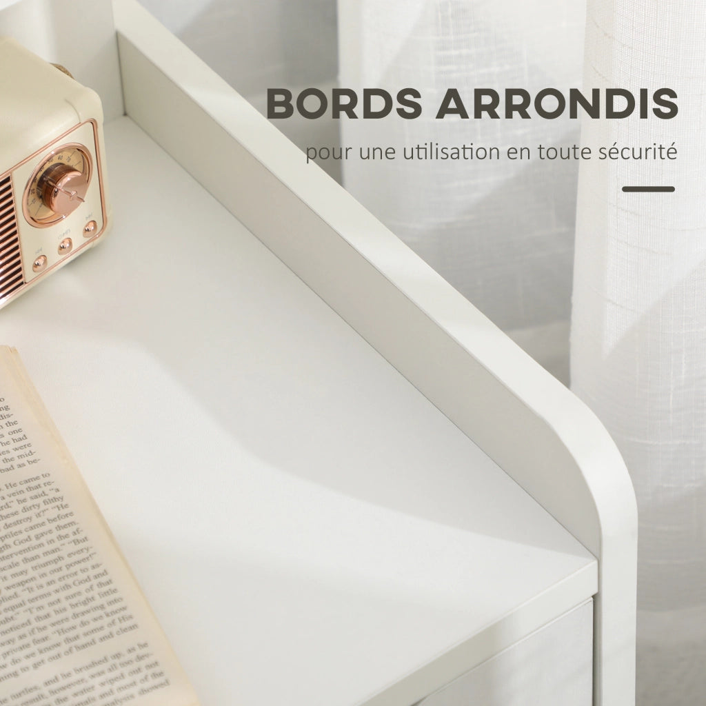 Comodino con 2 cassetti e scaffale ¨C Minimal ¨C Legno bianco