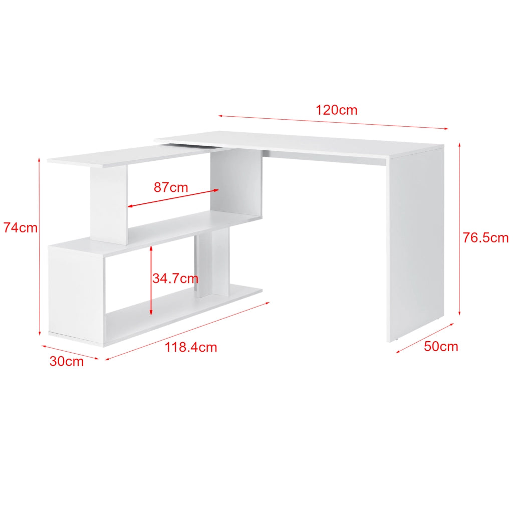 Scrivania Angolare Arendal a L con Scaffale Ruotabile 77x120x50 cm - Bianco [en.casa]
