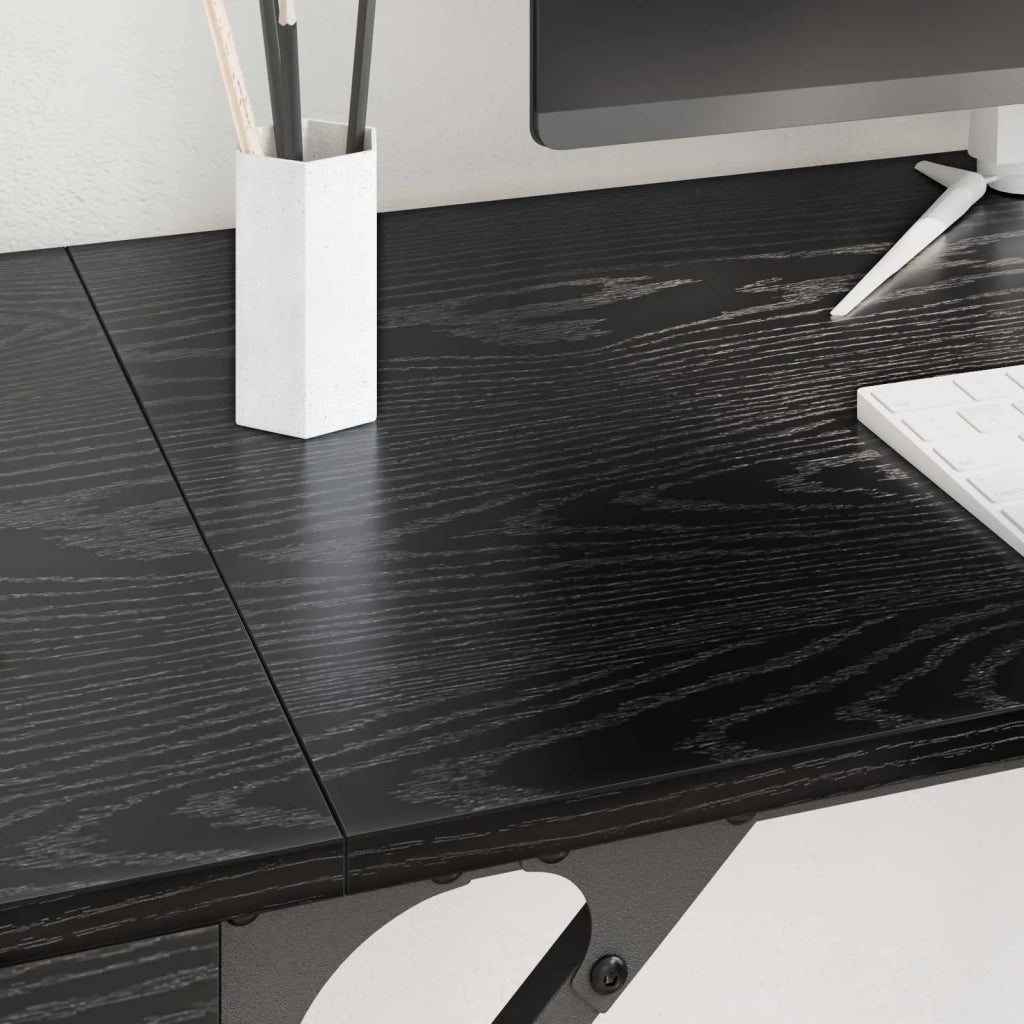 Scrivania per computer Rovere Nero 131 x 48 x 75 cm 882834