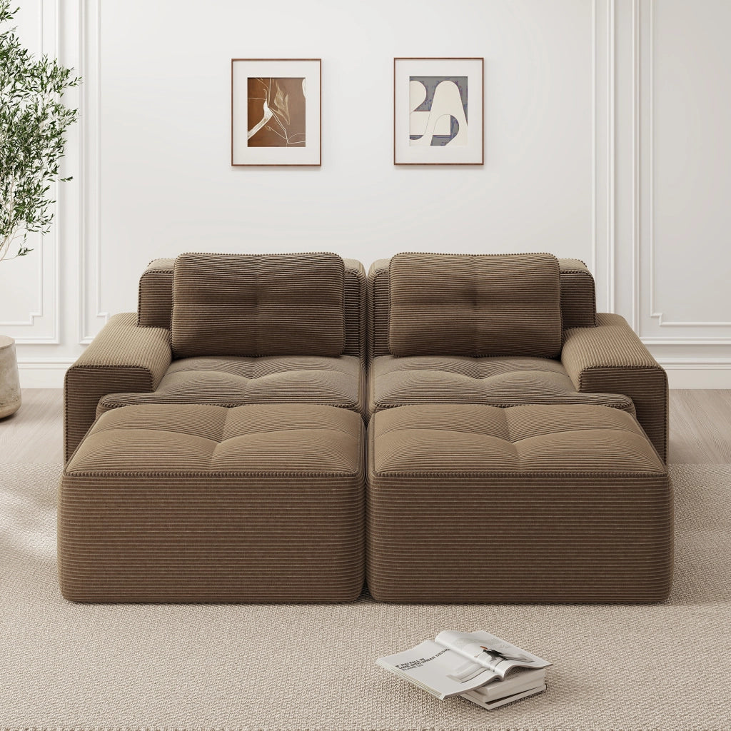 Divano Modulare Cloud a U con Ottoman ¨C Xylo ¨C Velluto a Coste, Marrone