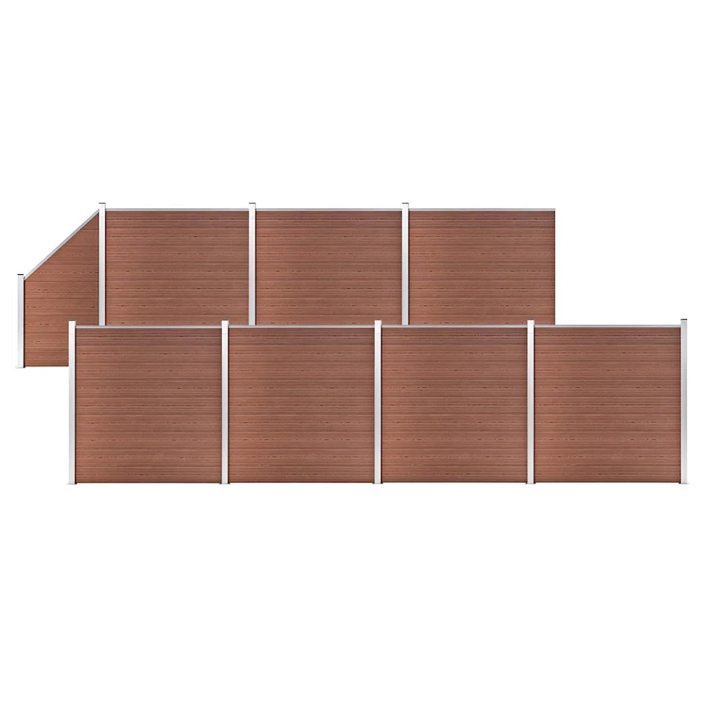 Pannelli Recinzione 7 Quadrati 1 Inclinato 1311x186cm Marrone 3053221