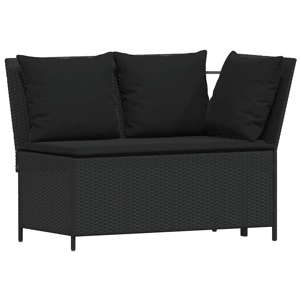 Set Divani da Giardino 3 pz con Cuscini in Polyrattan Nero