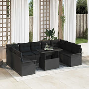 Set Divano da Giardino con cuscino 10 pcs Nero Poly Rattan 3348349
