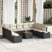 Set Divano da Giardino 10 pcs Nero e bianco