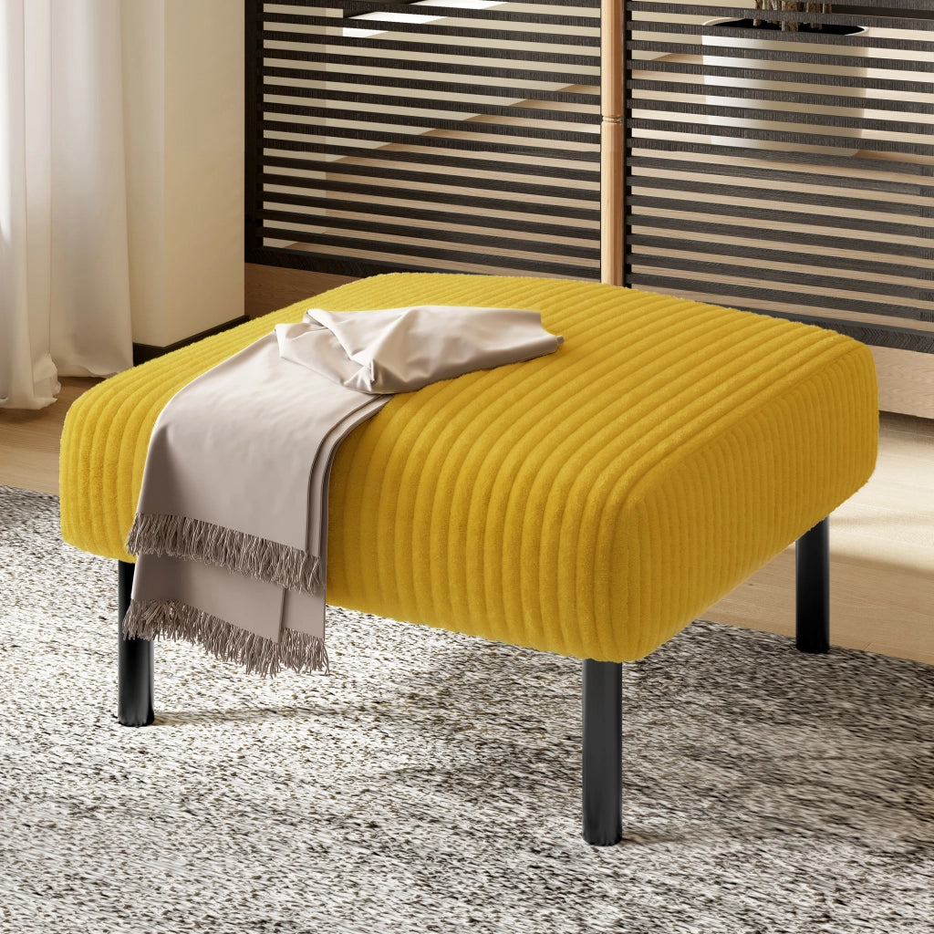 POUF 56x51x39 cm Tessuto a coste giallo