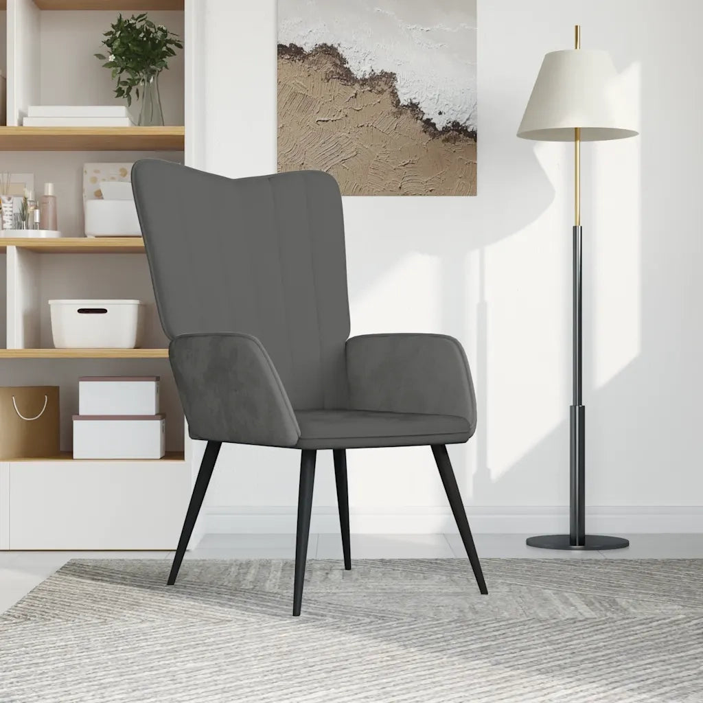 Poltrona | Sedia Relax Grigio Scuro in Velluto