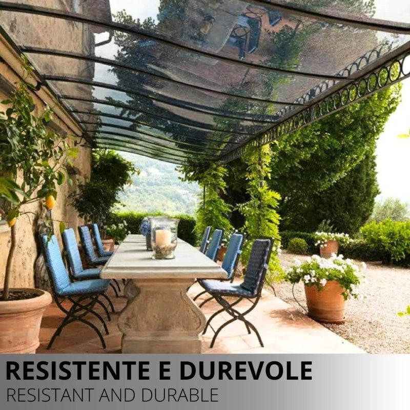 Telo PVC Cristal 1,8x1m, Spessore 0,65MM, 750g/m² - Trasparente IGNIFUGO con Occhielli 50cm - Resistente UV & Impermeabile - Made in Italy