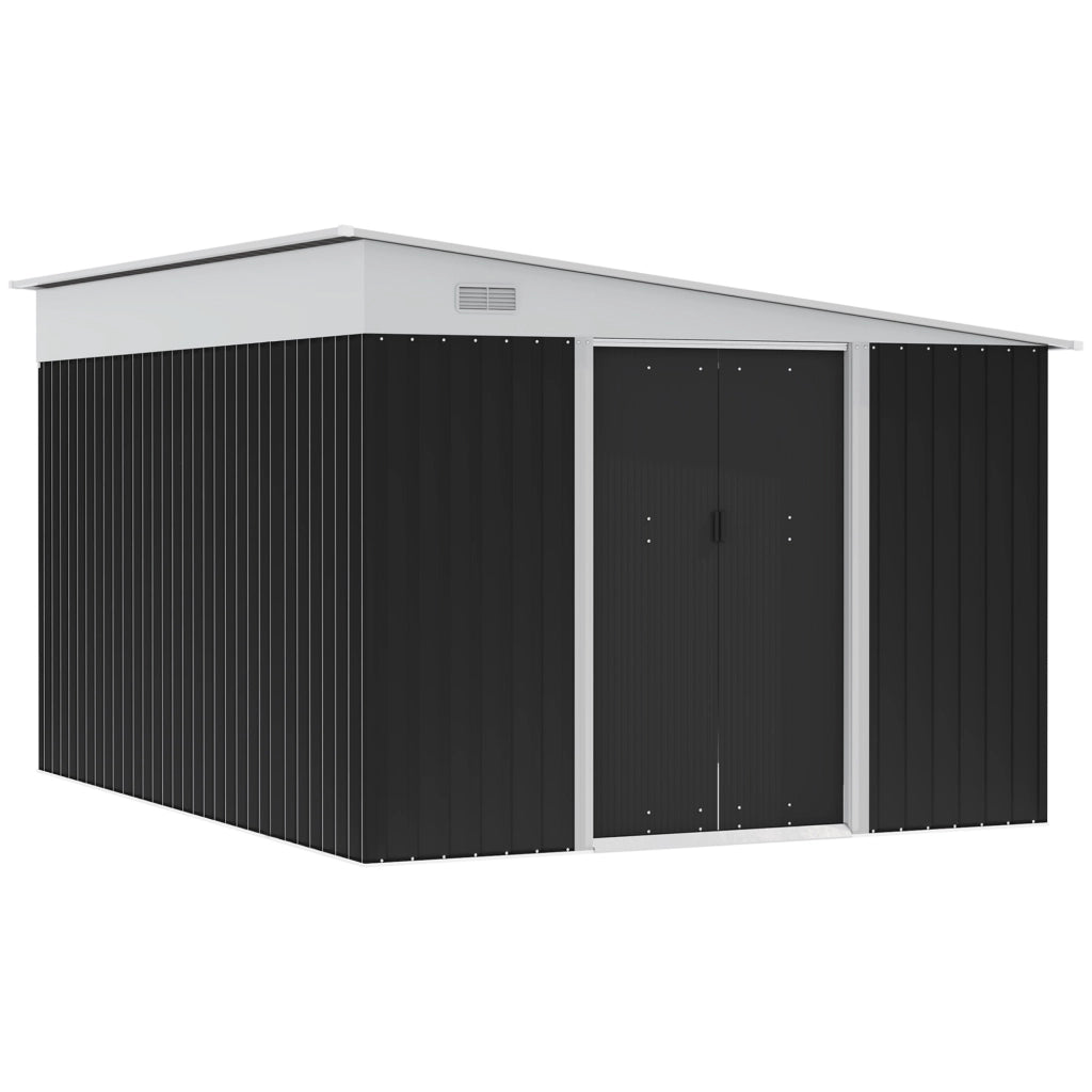 EasyComfort Ripostiglio da Giardino con Porta Scorrevole, in Acciaio, 345x280.5x169-201cm, Nero