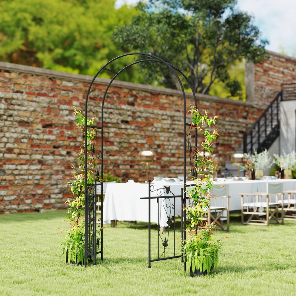 Arco da Giardino con Cancello ¨C Xylo ¨C Metallo Nero 2.2x1m