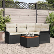 Set Divano da Giardino con cuscino 5 pcs Nero polyrattan 3347320