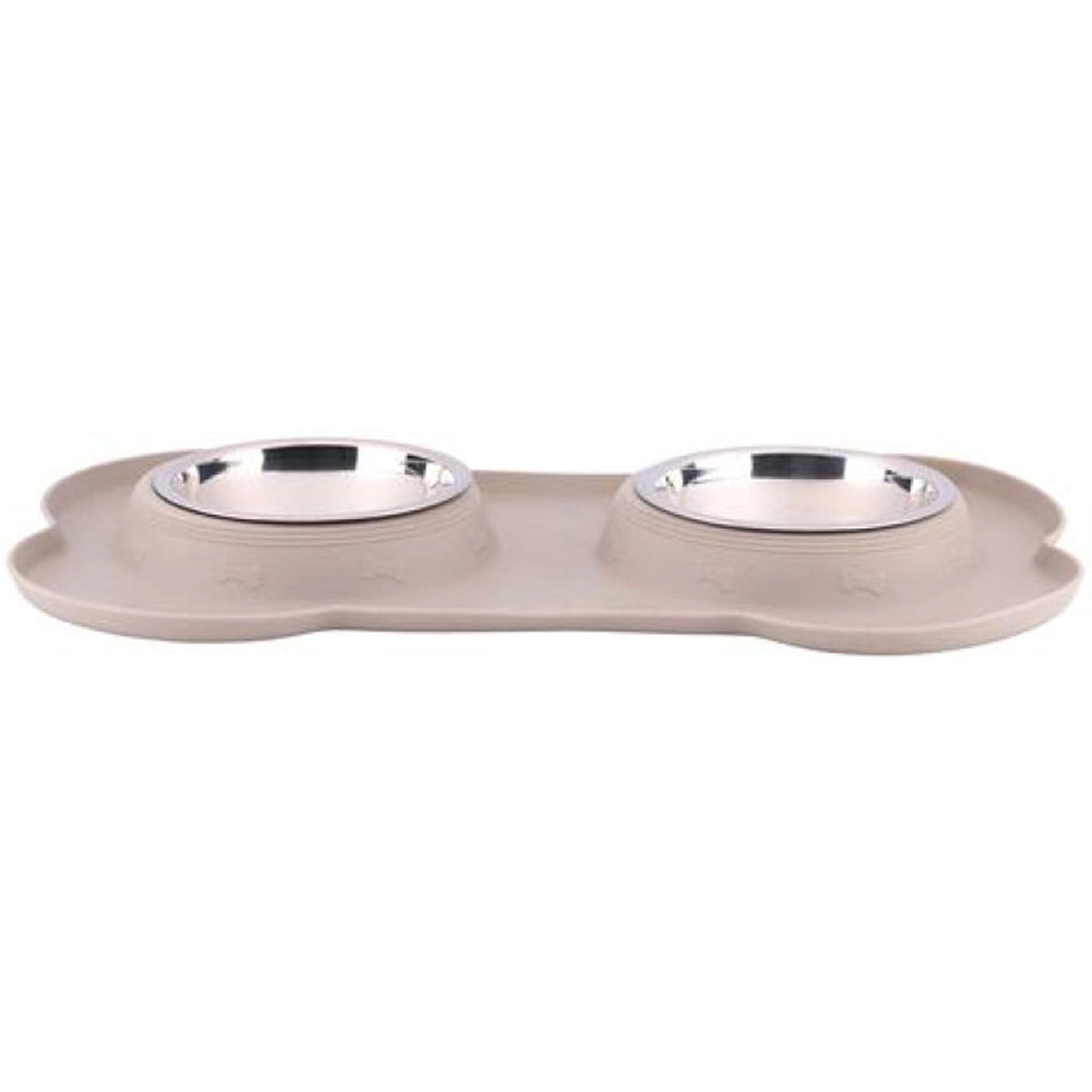 Ciotola per Animali Doppia con Vassoio in Silicone Capienza 2x150 ml Cani Gatti