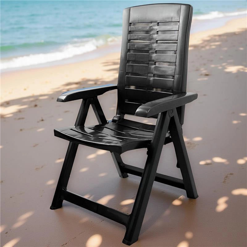 MAURY'S POLTRONA PIEGHEVOLE YUMA  IN RESINA A 5 POSIZIONI IN COLORE NERO 60 X 61 X 109 CM