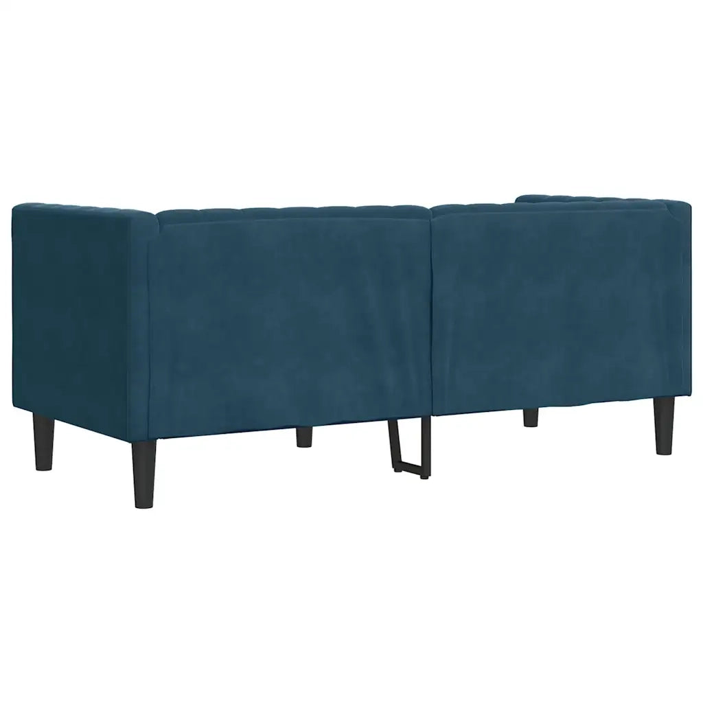 Divano Chesterfield con Rinforzi 2 Posti Blu in Velluto 372691
