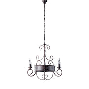Baltimora Lampadario in ferro laccato nero e ruggine 3 luci 113 Ø54 BL183-3-RG