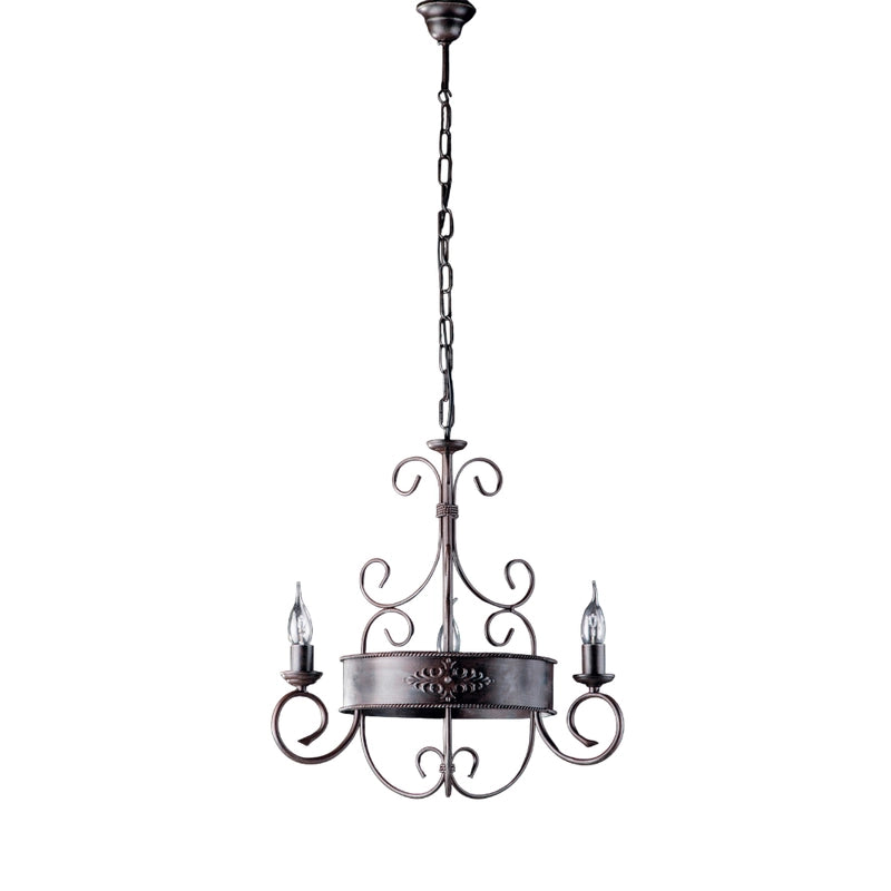 Baltimora Lampadario in ferro laccato nero e ruggine 3 luci 113 Ø54 BL183-3-RG
