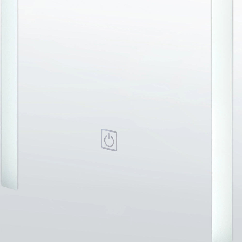 Specchiera da bagno in vetro nero e legno ingegnerizzato con LED 40 x 60 cm Design moderno