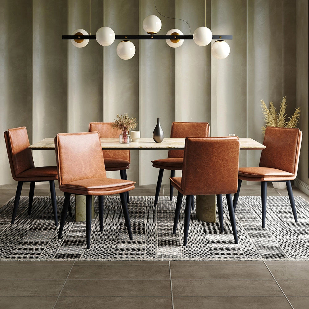 Set 6 sedie da pranzo - Xylo - PU marrone con doppio cuscino