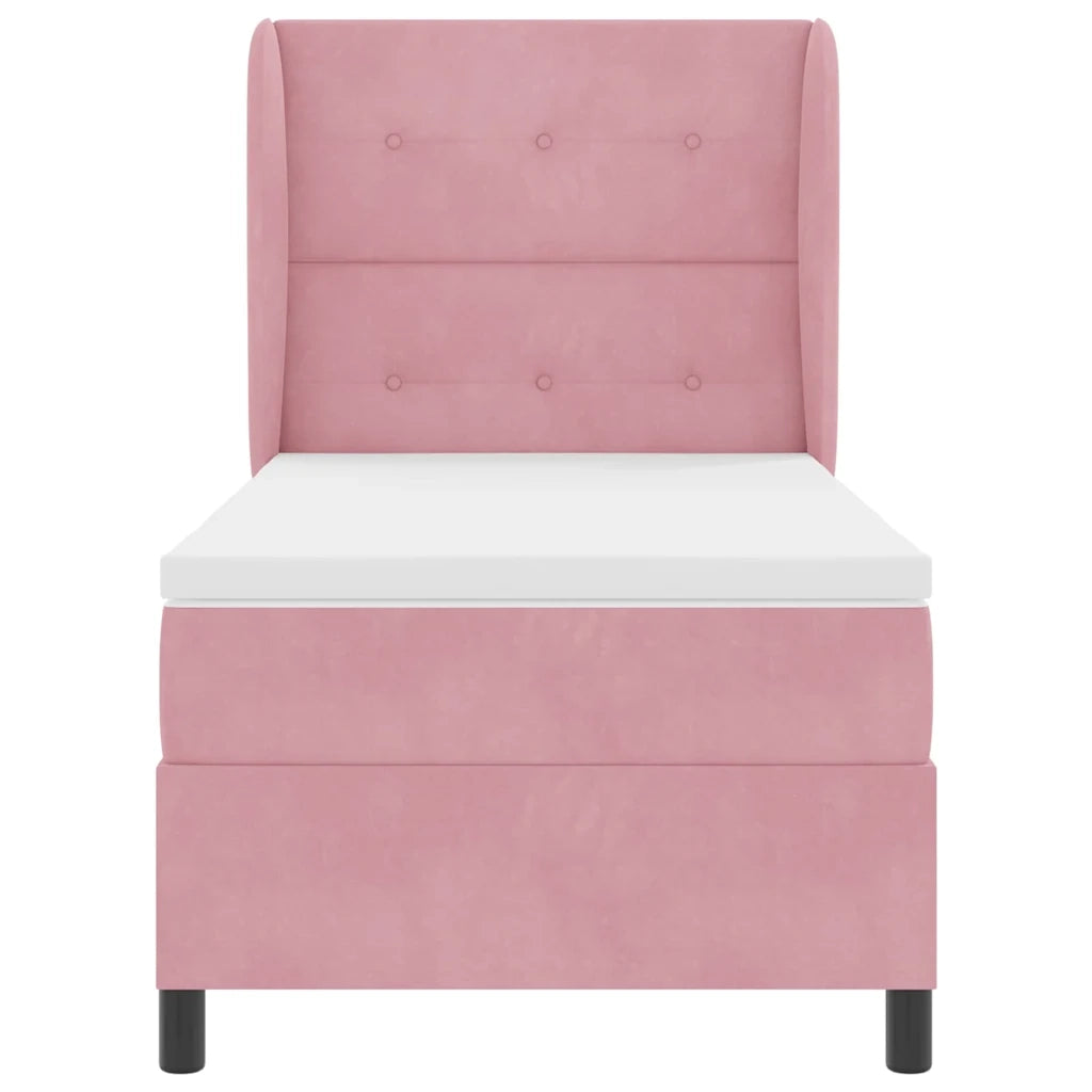Letto a molle con materasso Rosa 190 x 90 cm Velluto 3340909