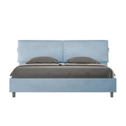 BS COM Letto matrimoniale king size contenitore imbottito 200x210 microfibra azzurro