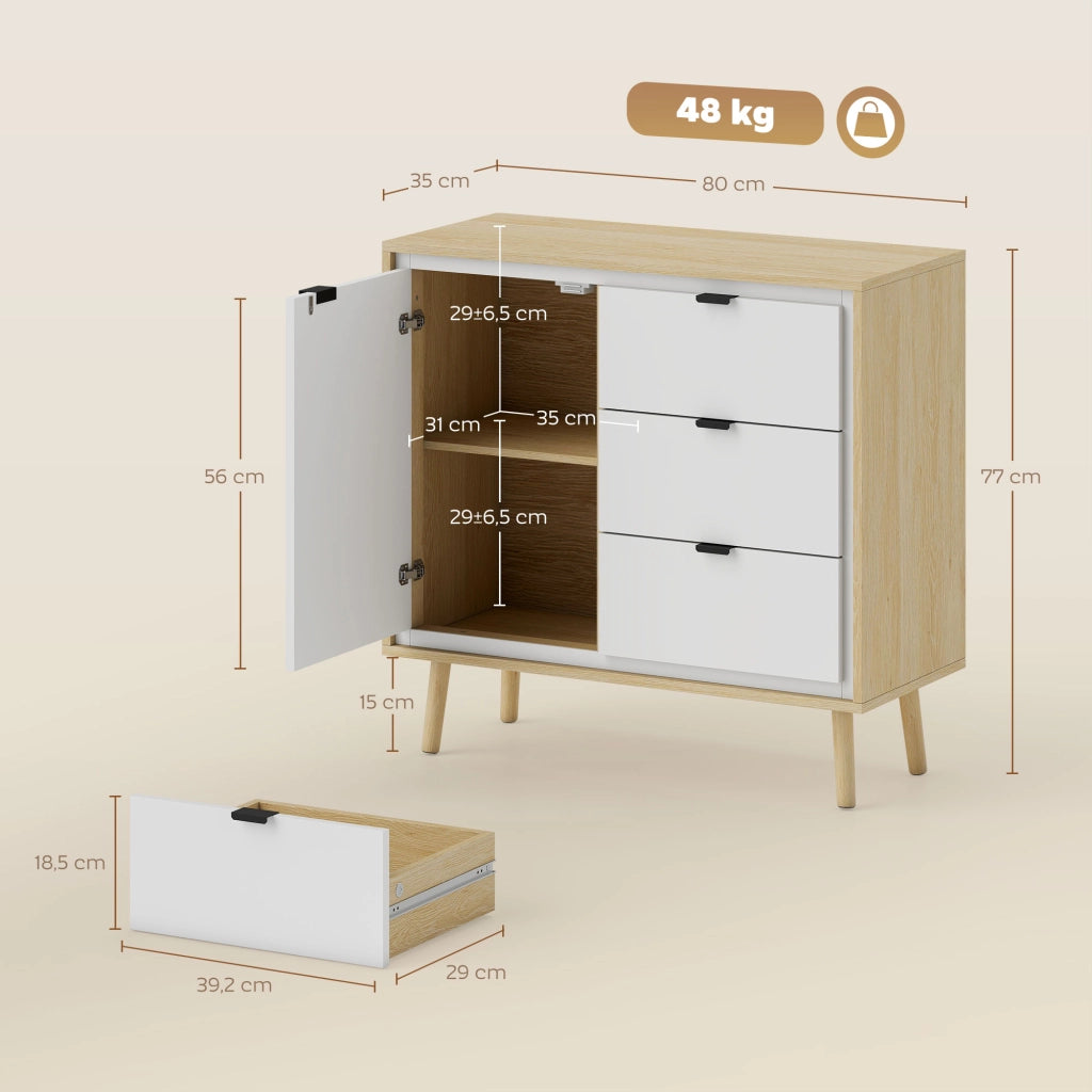 Armadio da cucina con ante e cassetti ¨C Minimal ¨C Bianco 80x35x77