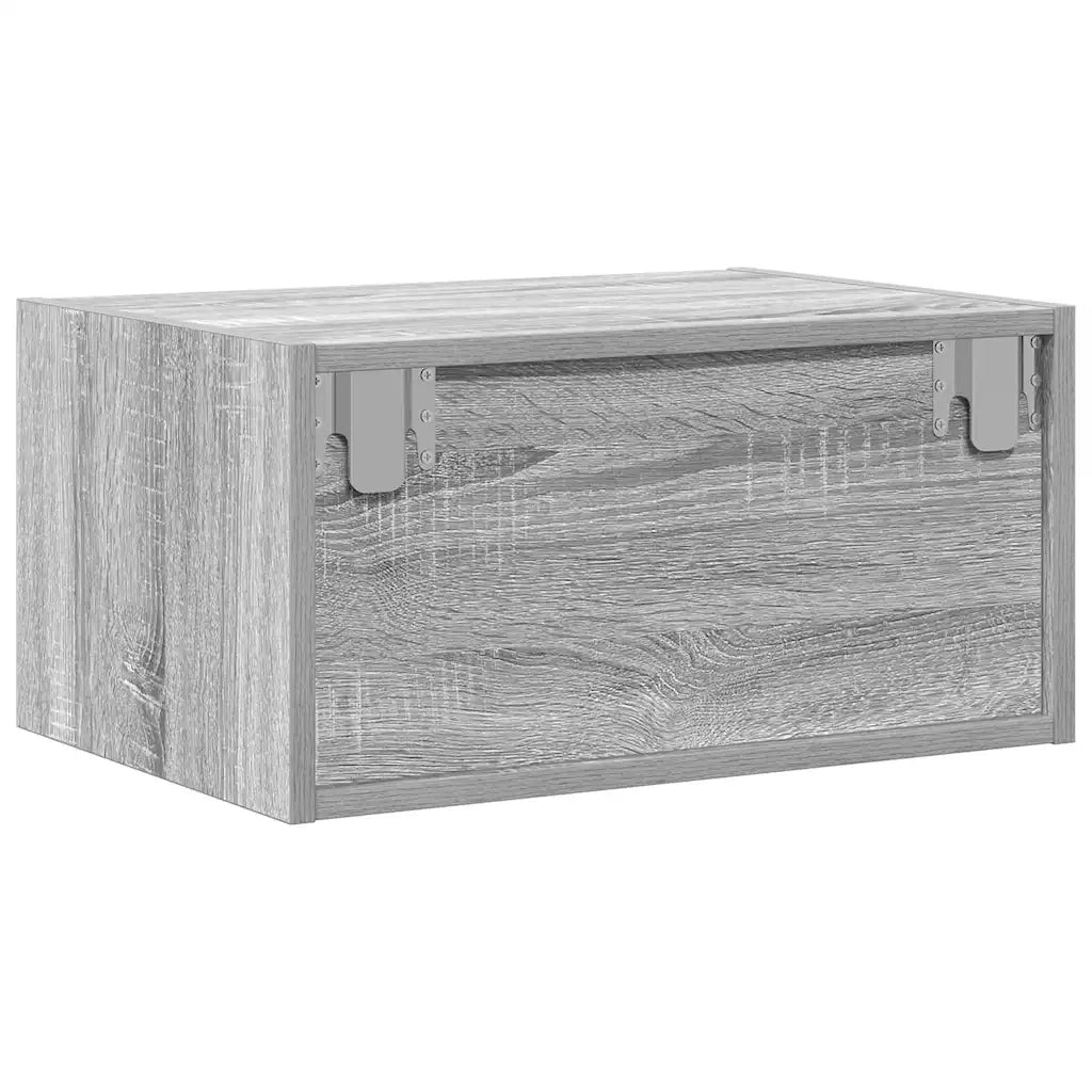 Comodini a Parete con luci LED 2 pz Grigio Sonoma 860222