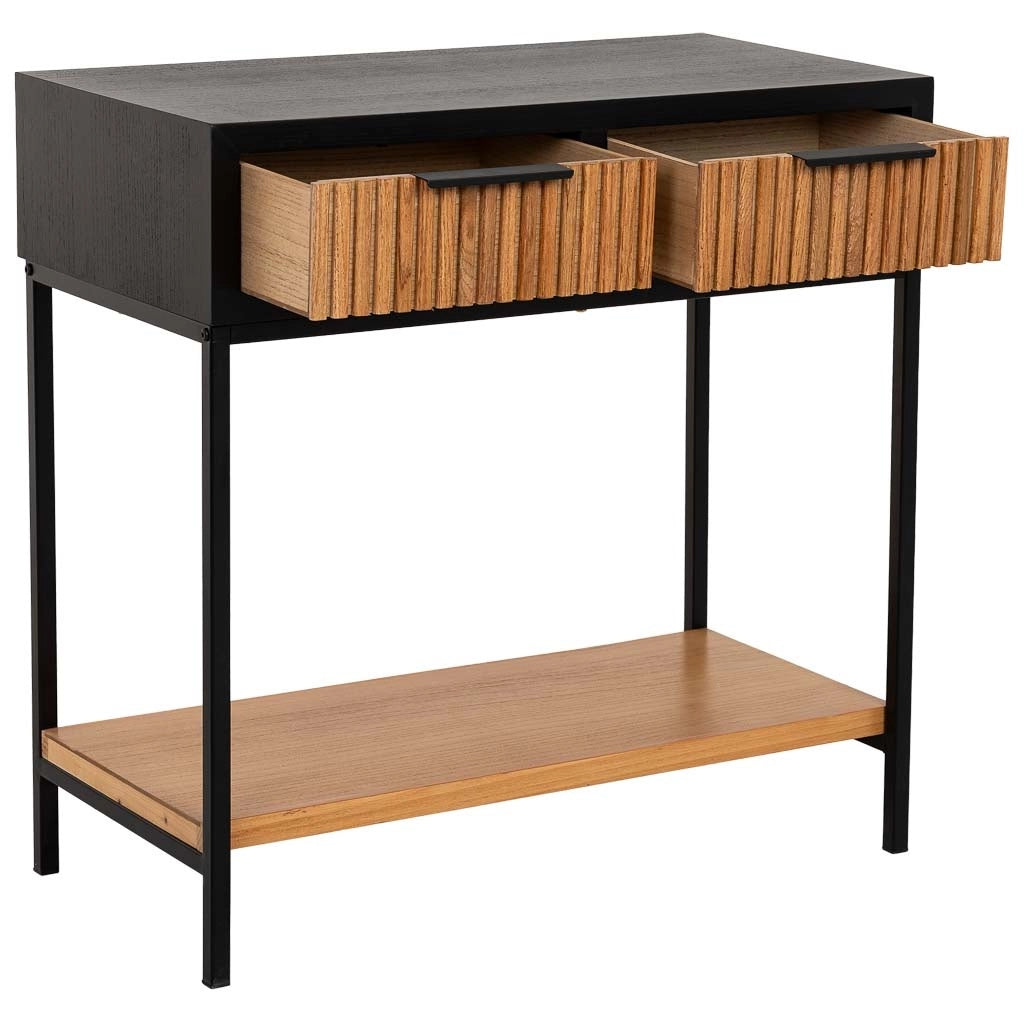 Mobile ingresso con 2 cassetti, legno e metallo, 80x42x79h cm