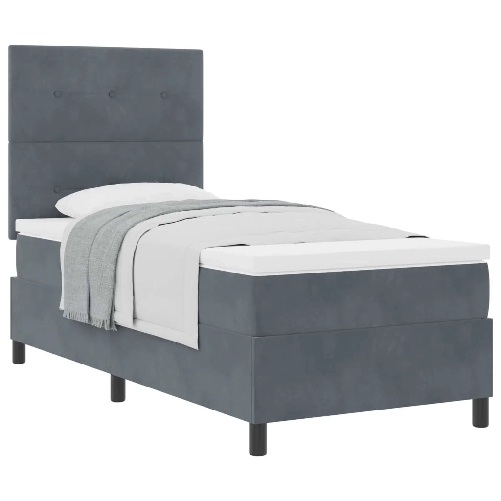 Letto a molle con materasso Grigio scuro 90 x 190 cm Velluto 3339801