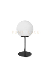 JUGEN BLACK LAMPADA DA TAVOLO VETRO BIANCO MONTATURA NERA ATTACCO E27 CON DIMMER